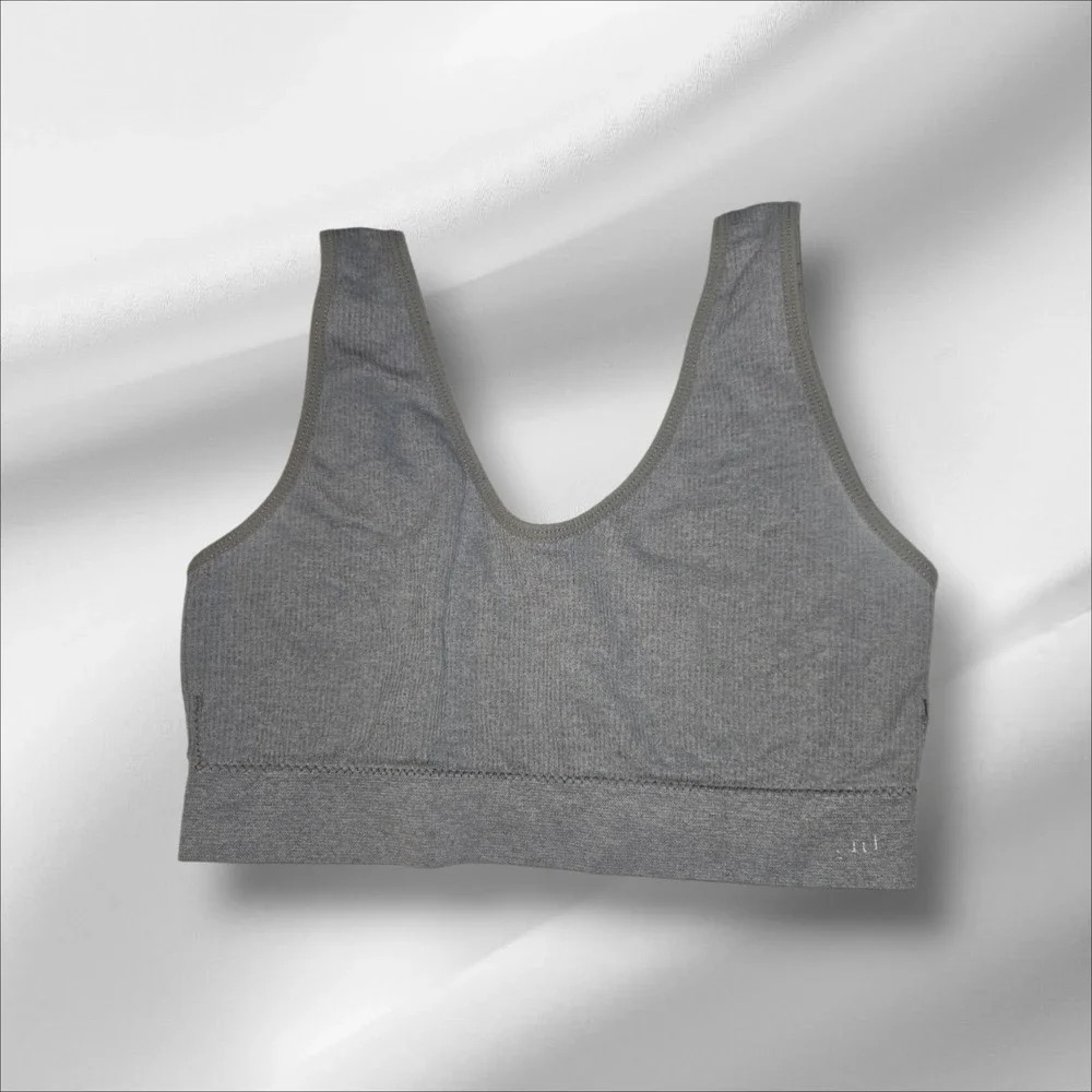 Jockey Generation Womens Gray Seamless V-Neck Bralette Size Small Ribbed Lounge